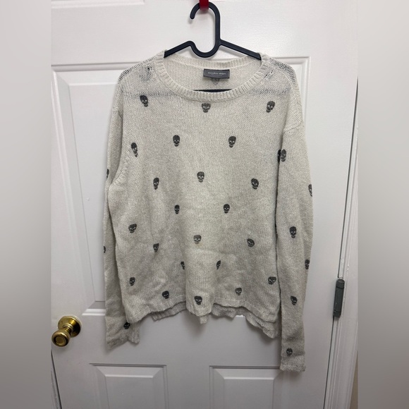 Sweaters - Wooden Ships Gray Skull Sweater Size Medium Wool/Mohair Grunge Bikercore